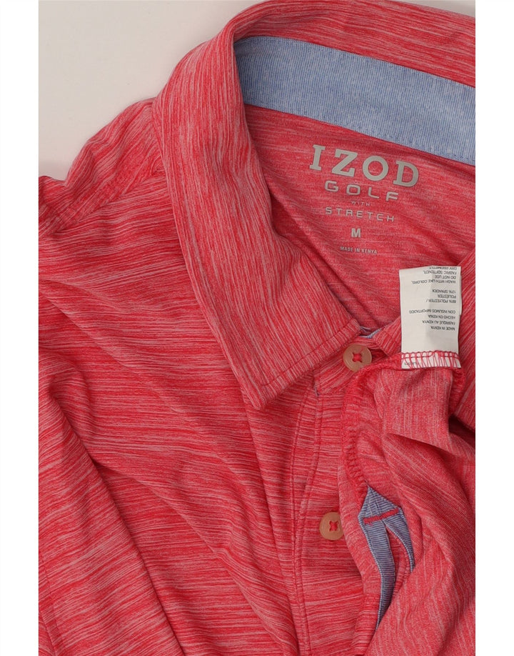Polo da uomo Izod in poliestere gessato rosso medio