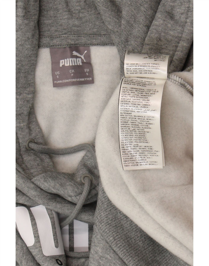 Felpa con cappuccio grafica da uomo Puma piccola in cotone grigio