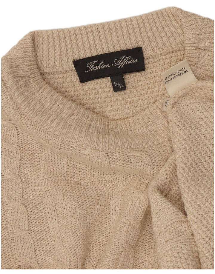 Maglione girocollo da uomo VINTAGE EU 52/54 grande cotone beige
