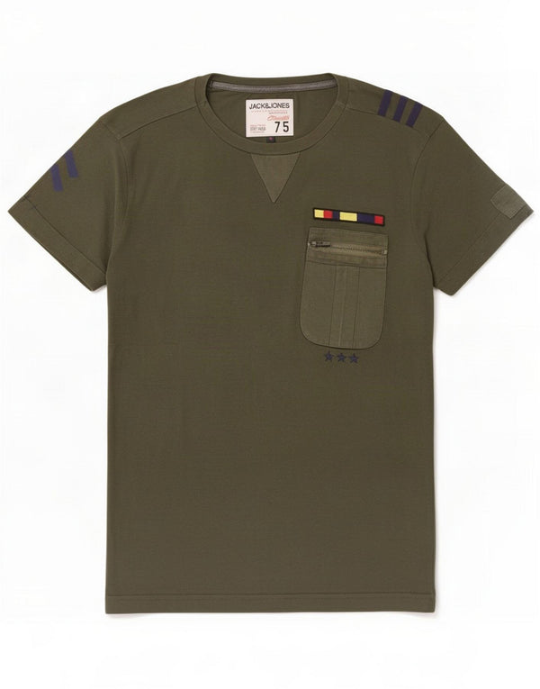 T-shirt da uomo Jack & Jones Top piccola in cotone kaki