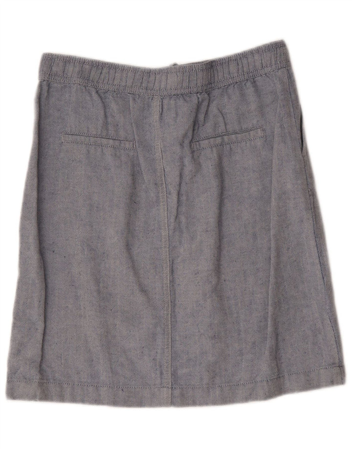 Gonna longuette da donna Marks & Spencer UK 10 piccola W30 lino blu a spina di pesce
