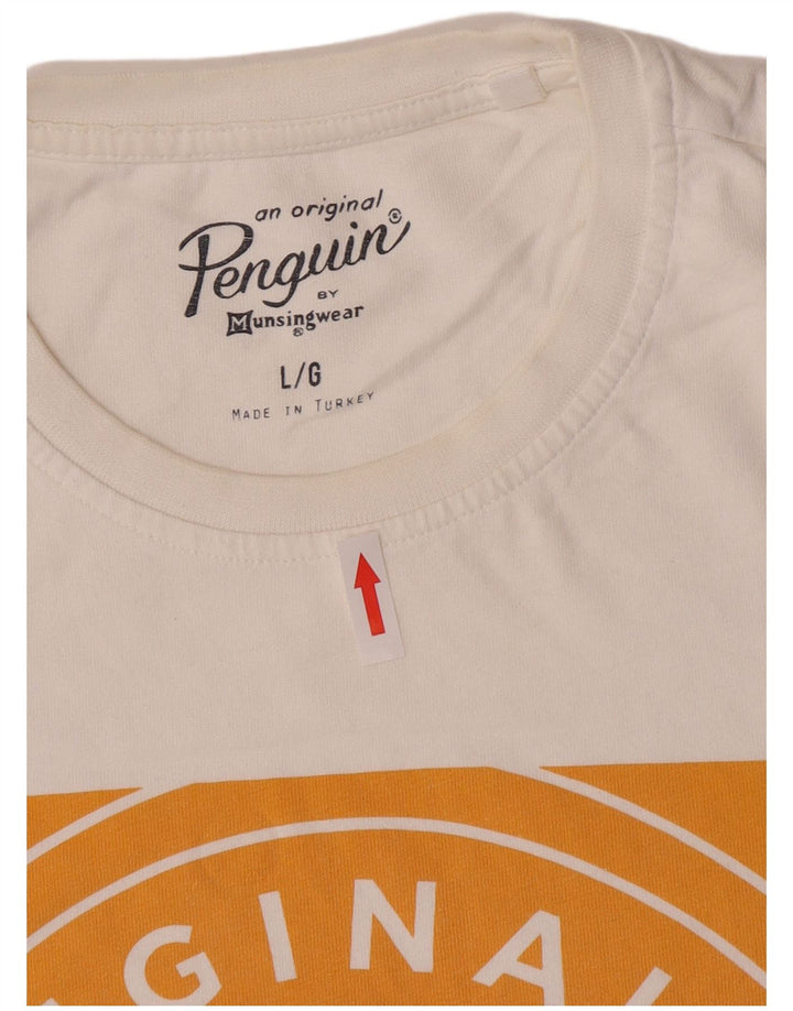 T-shirt grafica da uomo Penguin Top grande in cotone bianco