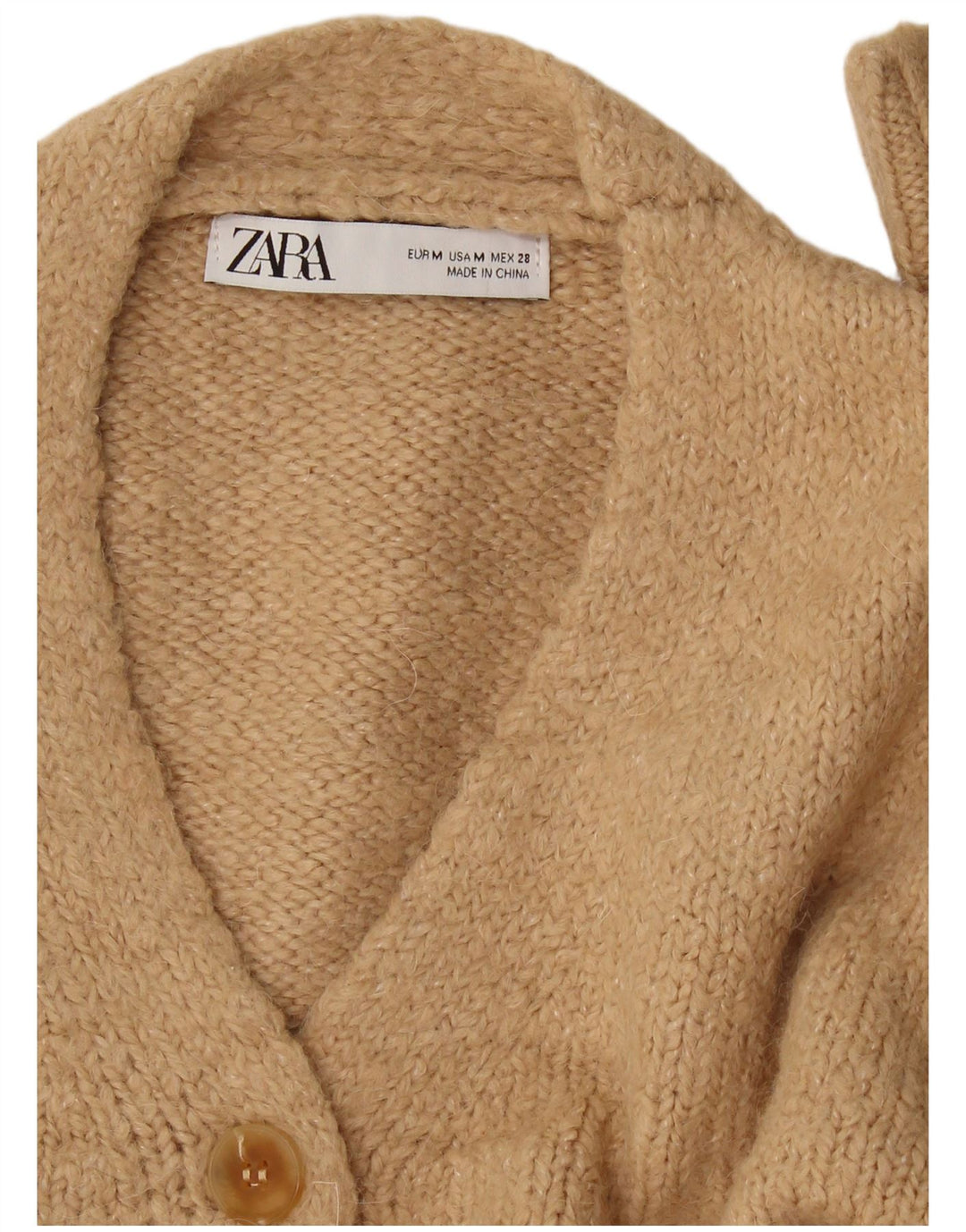 Maglione cardigan corto da donna Zara UK 14 Beige medio