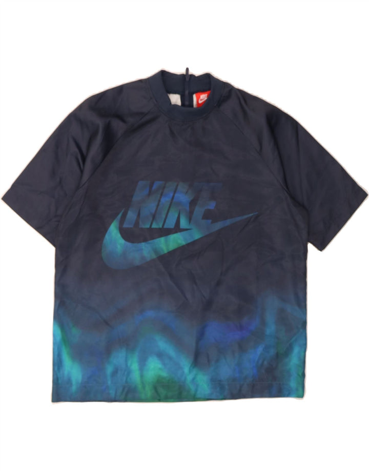 NIKE Mens Graphic T-Shirt Top Medium Navy Blue Tie Dye Polyester Vintage Nike and Second-Hand Nike from Messina Hembry 