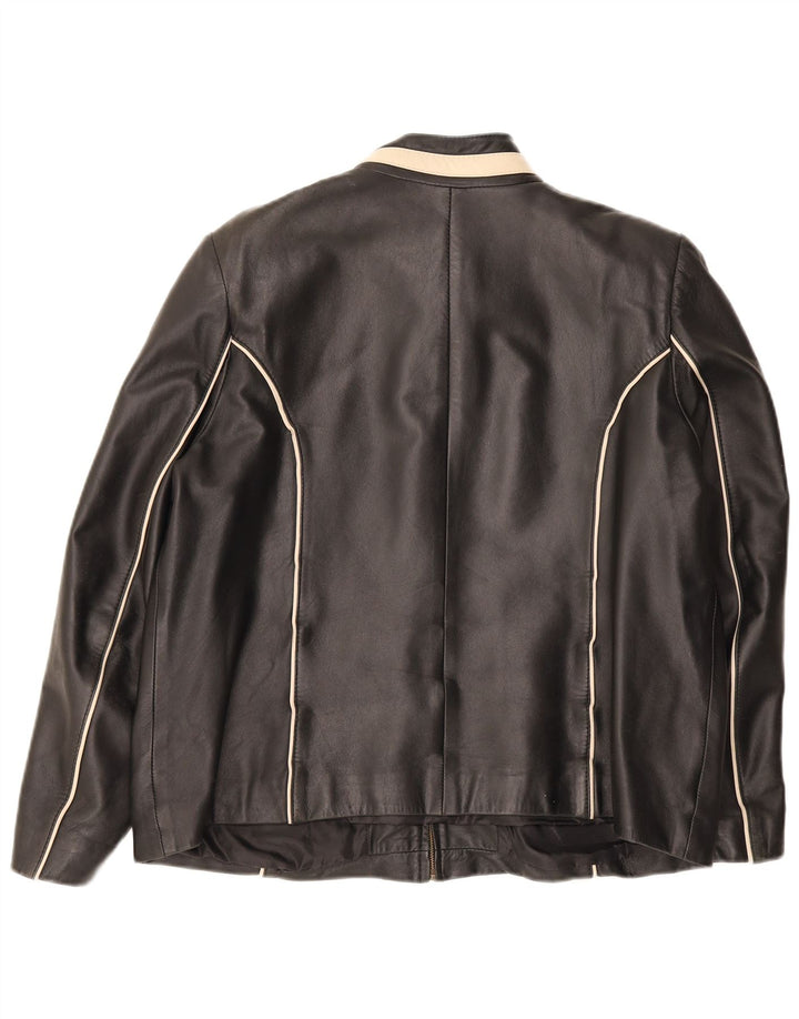 Giacca in pelle vintage da uomo IT 46 Small Black Colourblock