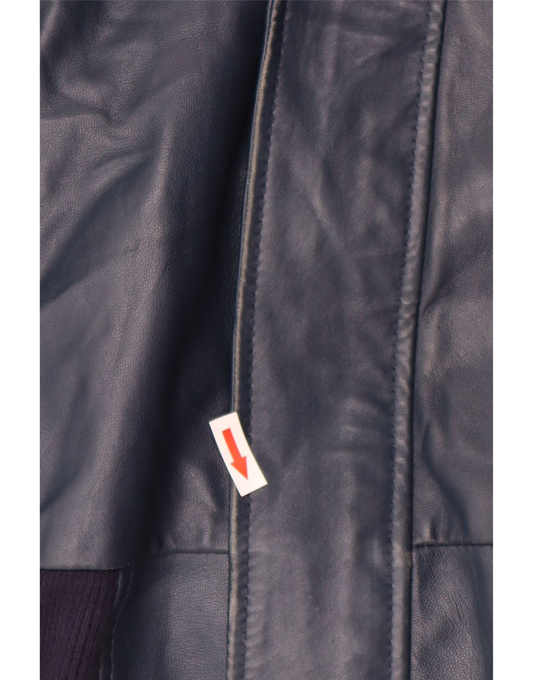 Giacca in pelle con cappuccio da donna VINTAGE UK 14 grande in pelle blu navy