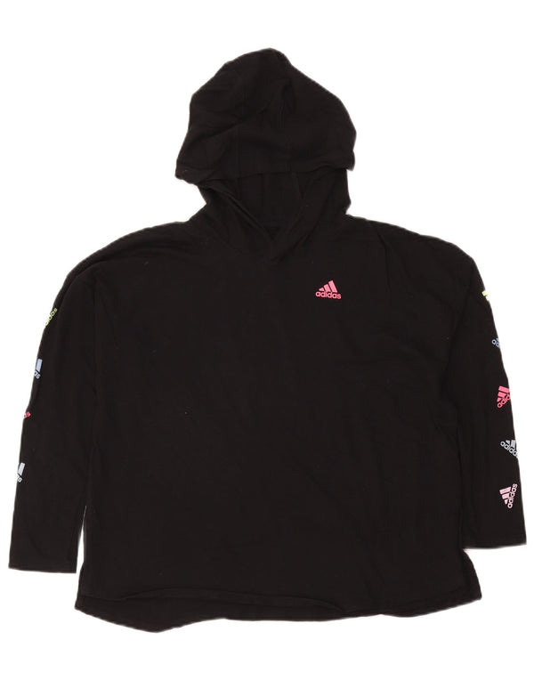 Felpa con cappuccio grafica Loose Fit da donna Adidas UK 18 XL cotone nero