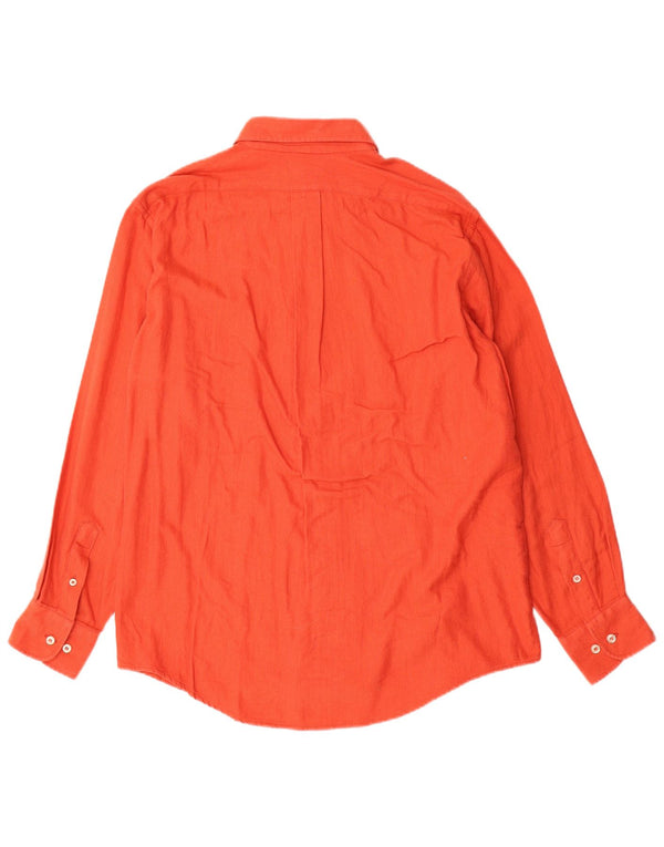 Camicia da uomo Sergio Tacchini taglia 42 16 1/2 Large cotone a spina di pesce arancione