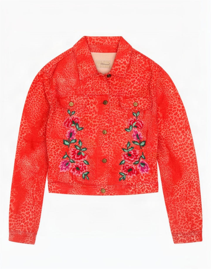 Giacca Jeans Donna Blumarine IT 40 Small Red Stampa Animalier