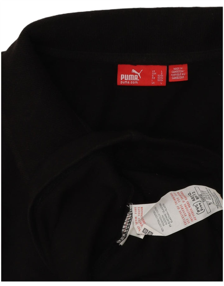 Polo Puma da uomo a maniche lunghe grande in cotone nero