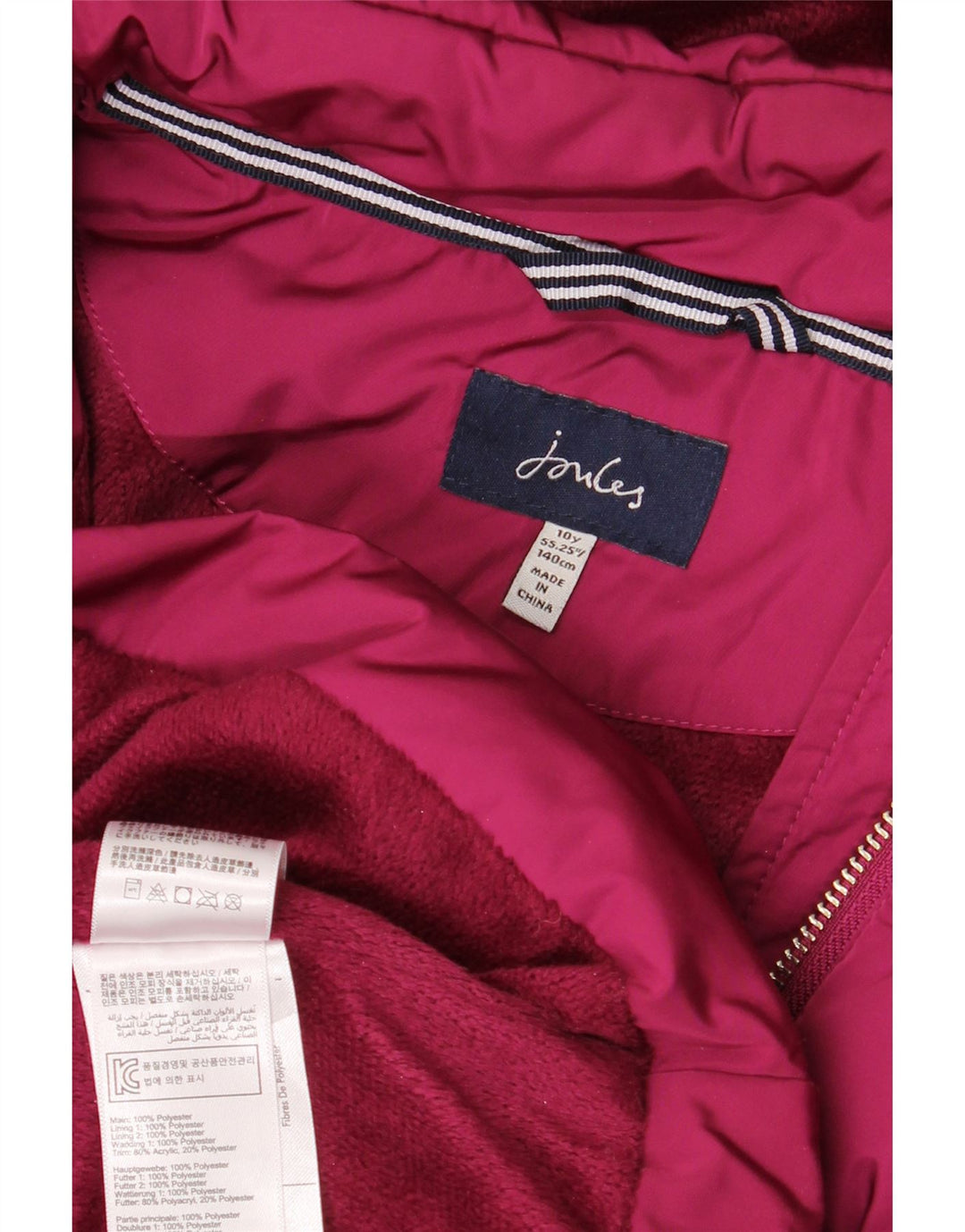 Cappotto imbottito con cappuccio per ragazze Joules 9-10 anni in poliestere rosa