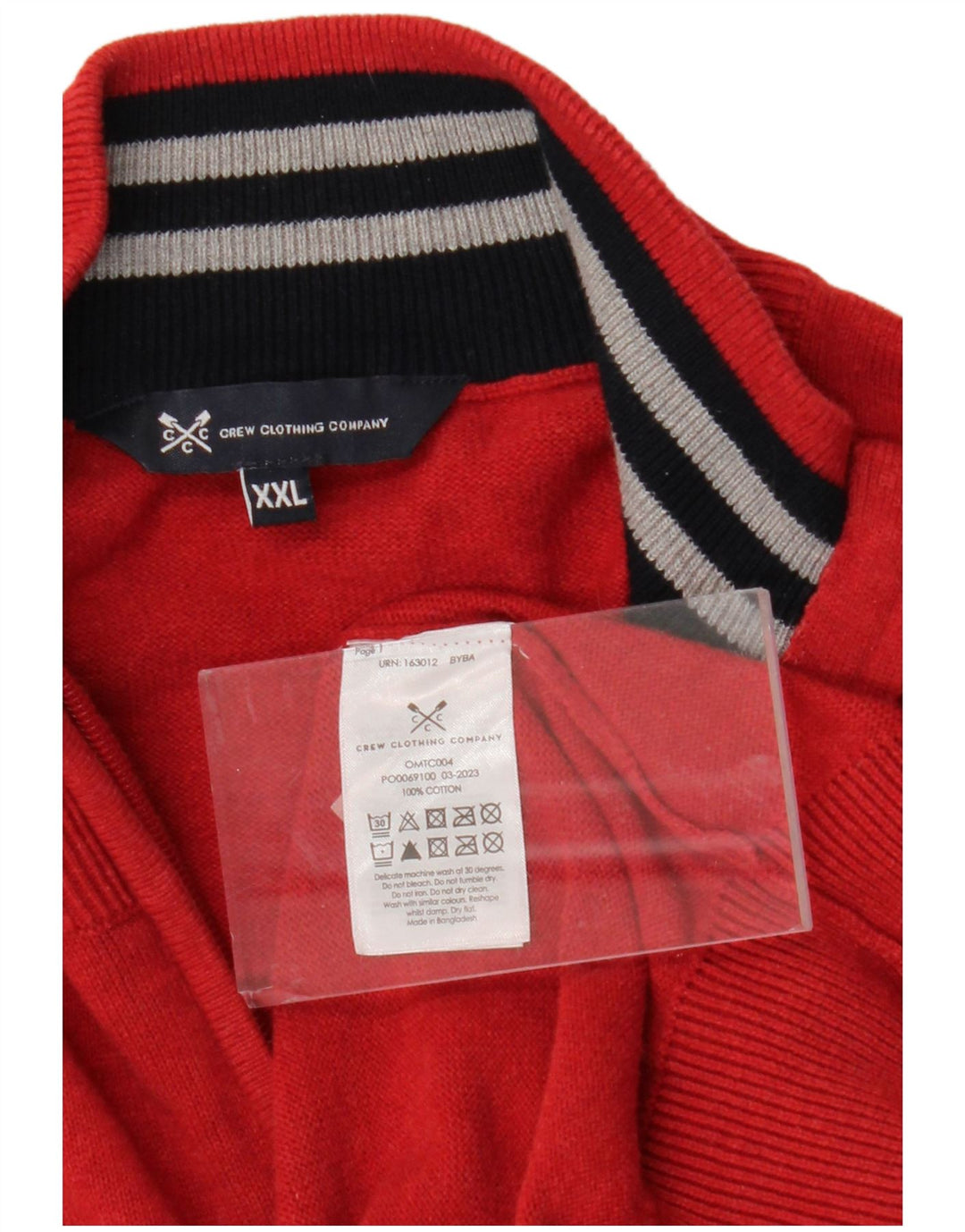 CREW CLOTHING Maglione da uomo con collo con zip 2XL cotone rosso