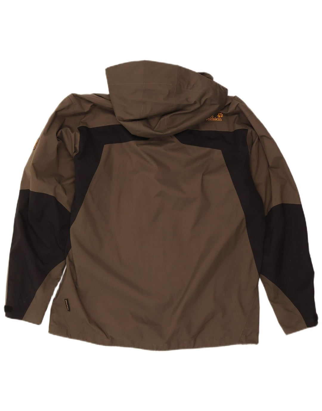 Giacca antipioggia con cappuccio da uomo Jack Wolfskin UK 36/38 Medium Khaki Colourblock
