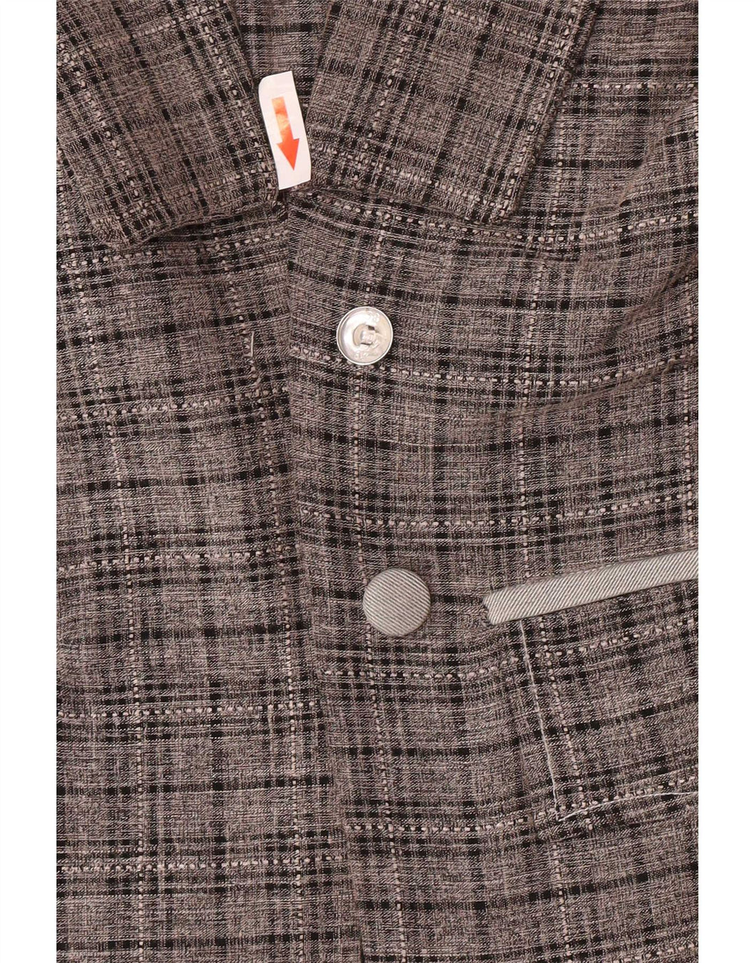 Giacca blazer aperta da donna lunga vintage UK 14 scozzese grigio medio