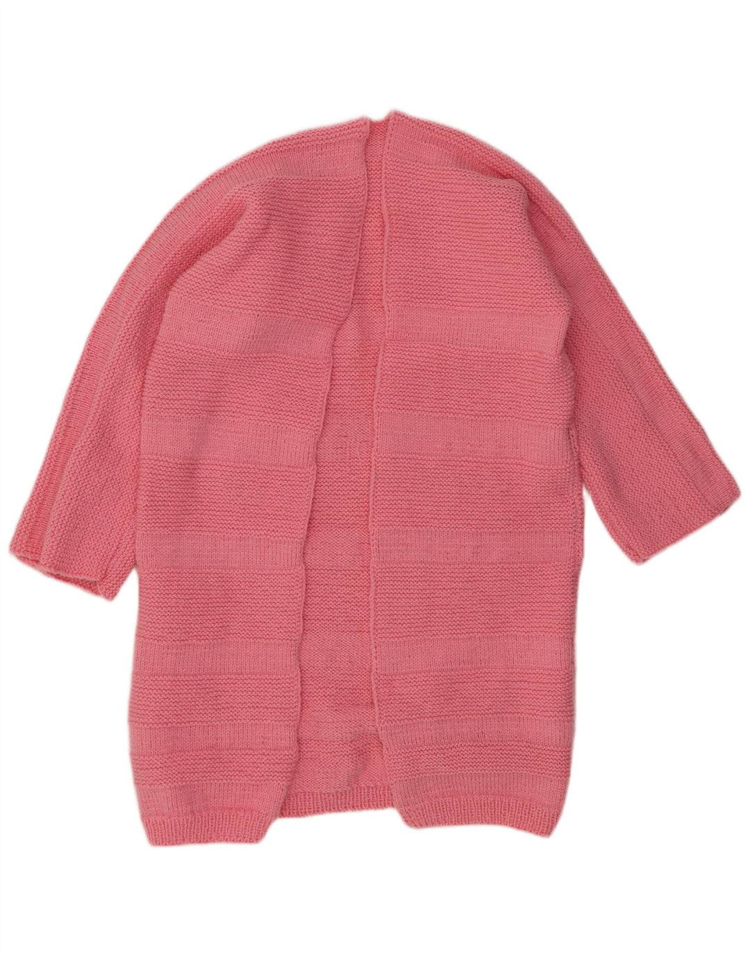 Maglione cardigan aperto lungo da donna VINTAGE UK 14 Rosa medio