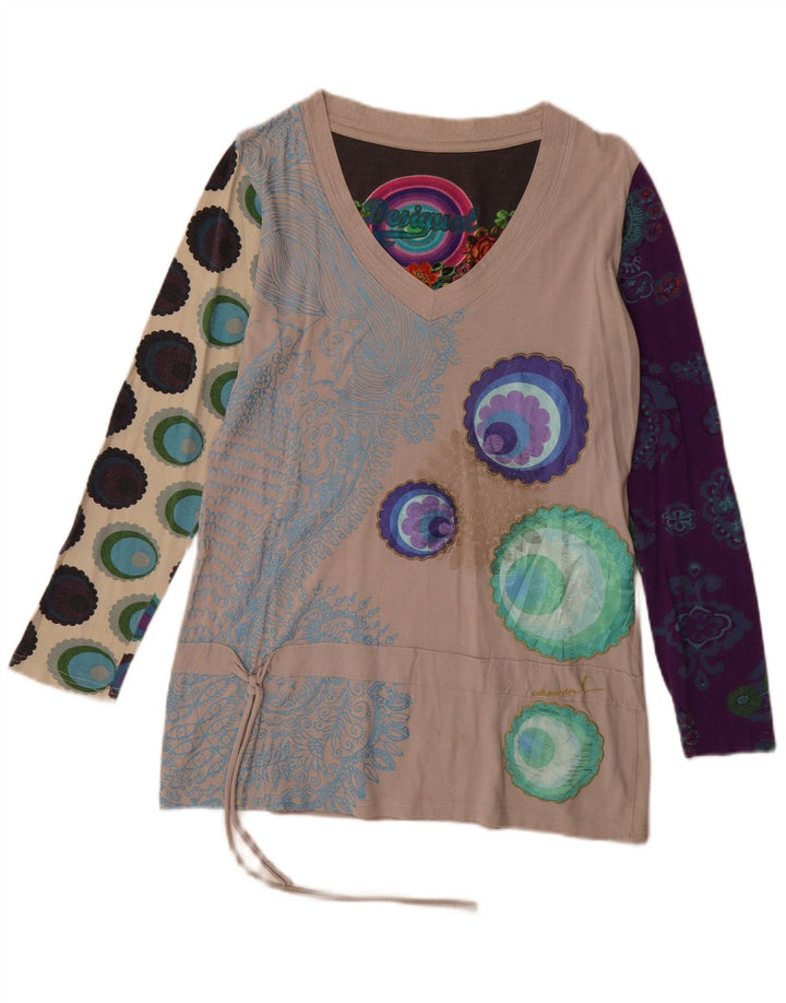 Desigual Tunica da donna con motivo astratto Top UK 18 XL Cotone beige