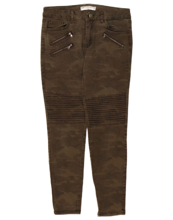 Pantaloni casual slim da donna Zara EU 38 Small W28 L26 Khaki Camouflage