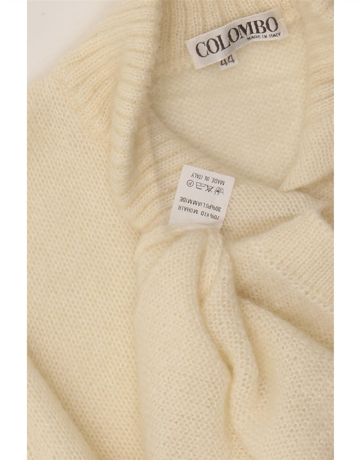 COLOMBO Maglione da donna con collo a bottoni IT 44 Mohair bianco sporco medio