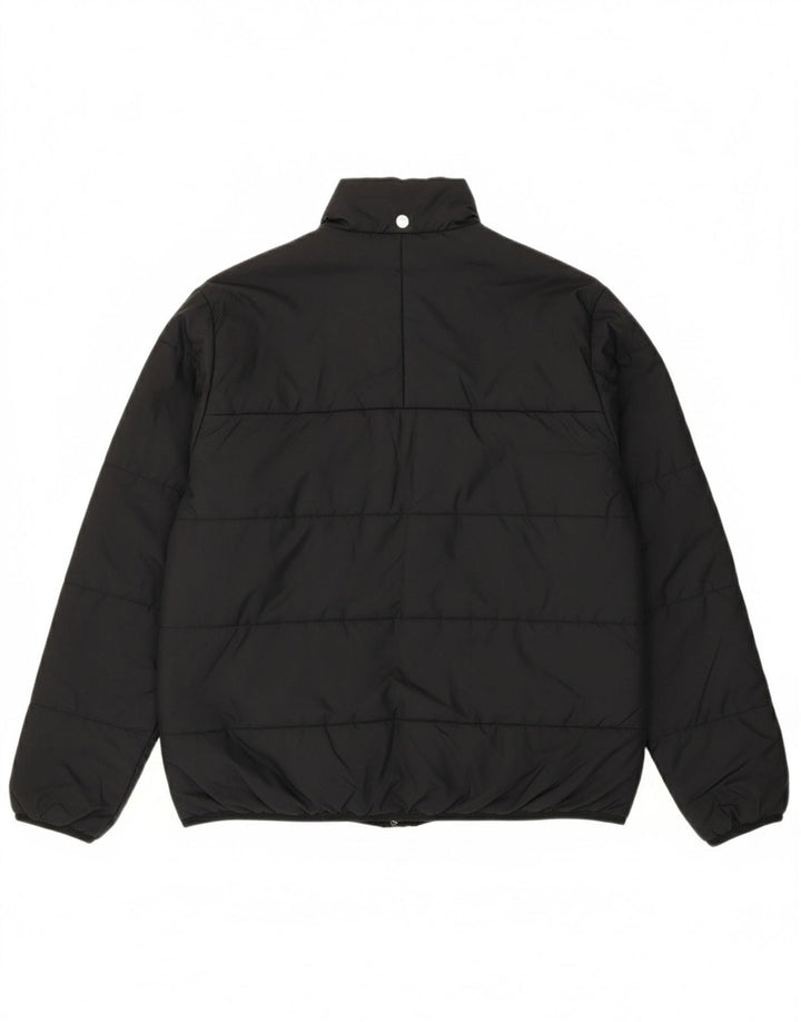 ADIDAS Boys Graphic Padded Jacket 13-14 Years Black Polyester