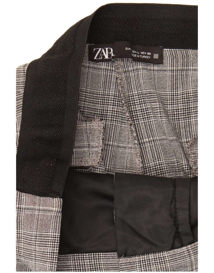 Pantaloni corti da donna Zara grandi W30 L25 a quadri grigi