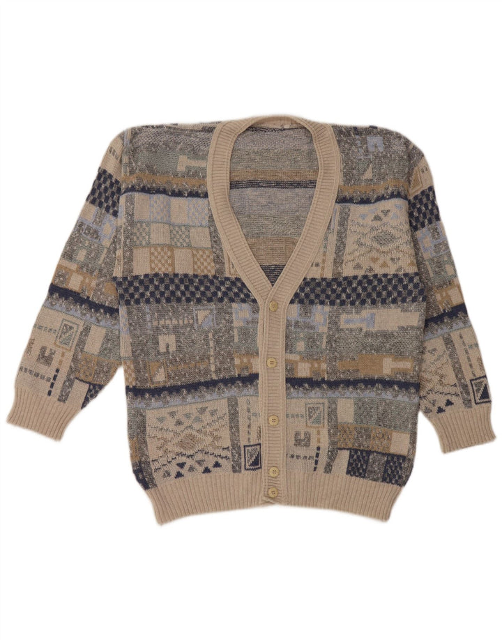 Maglione cardigan da uomo vintage geometrico medio multicolore