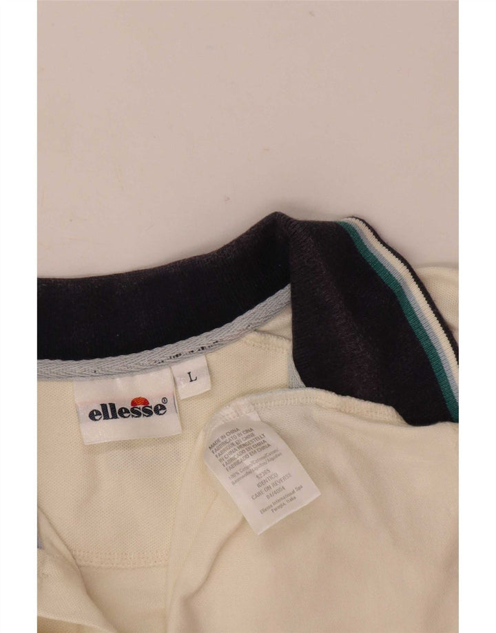 Polo da uomo Ellesse grande in cotone bianco sporco