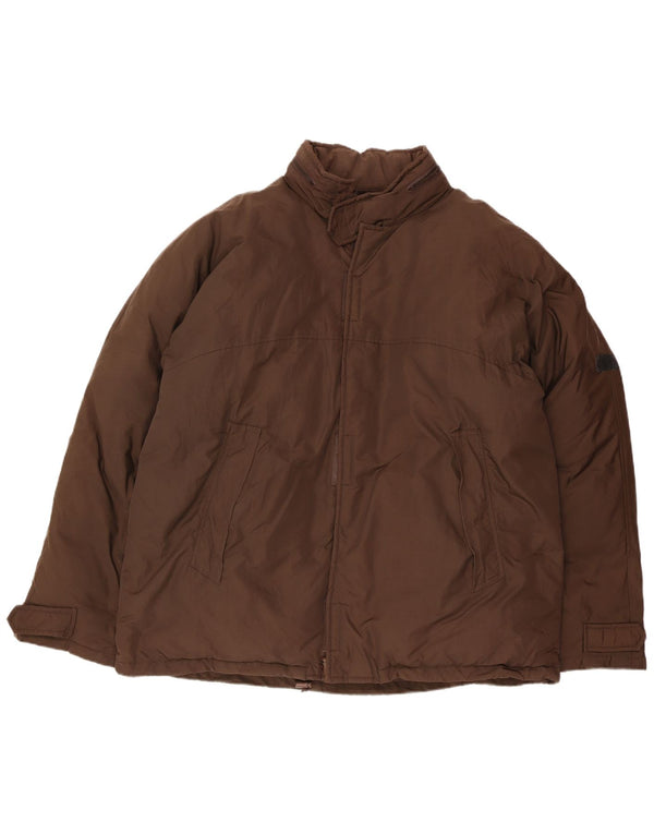 CALVIN KLEIN JEANS Giacca imbottita con cappuccio da uomo UK 42 XL Nylon marrone