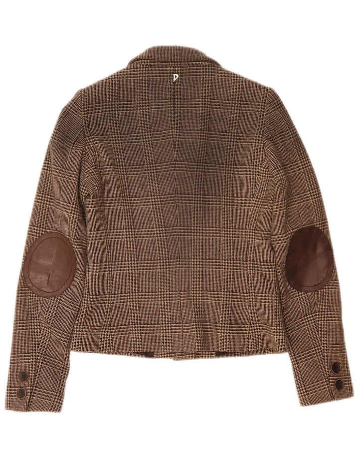 Dondup Giacca Blazer a 6 Bottoni da Donna IT 42 Lana Pied De Poule Marrone Medio