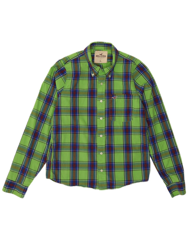 Camicia Hollister California da uomo XL in cotone scozzese verde