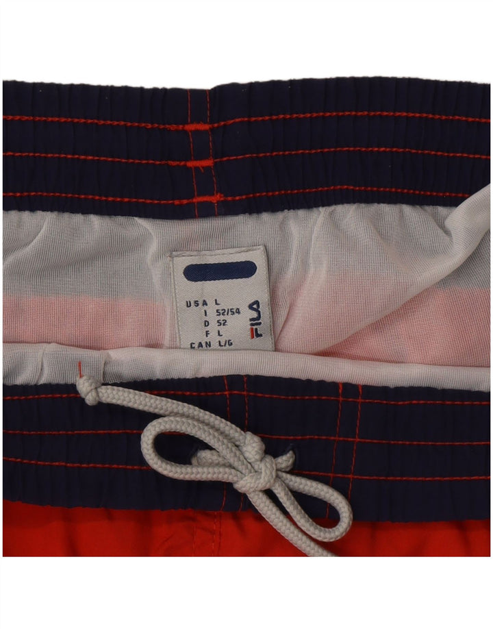 Pantaloncini da bagno grafici da uomo Fila Large rosso color block in poliammide