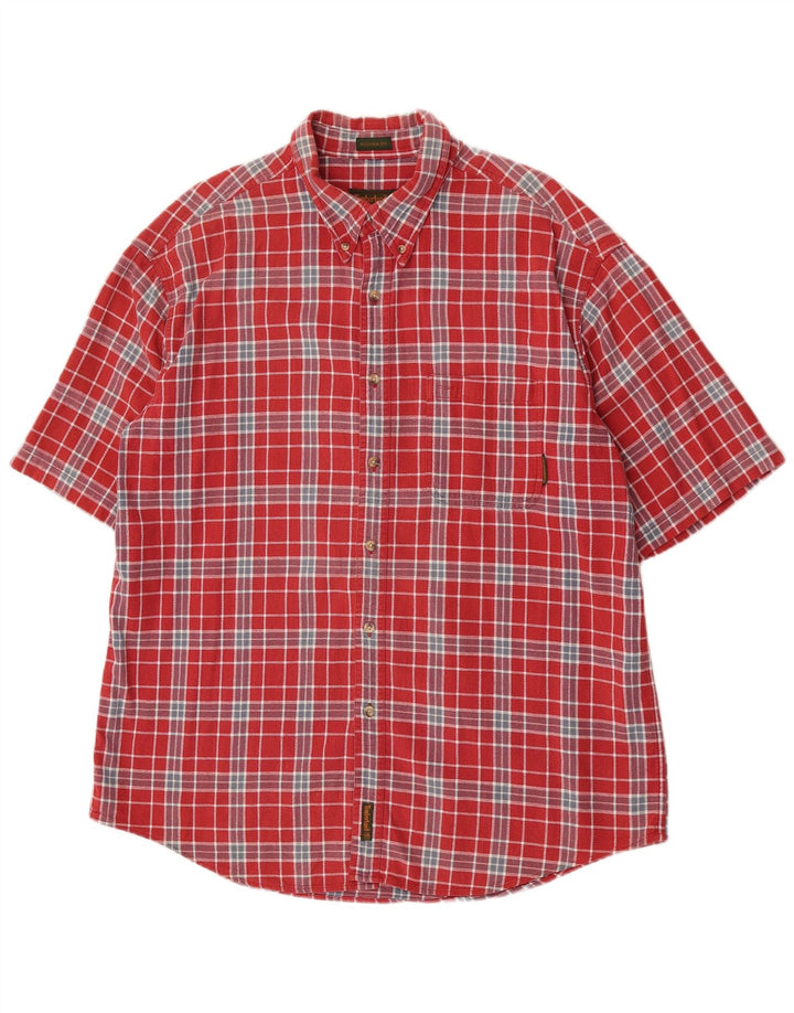 Timberland Camicia da Uomo Rugged Fit a Maniche Corte XL Rosso a Quadri