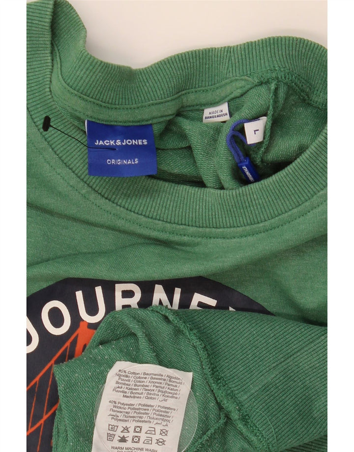 JACK & JONES Felpa con grafica da uomo Maglione grande in cotone verde
