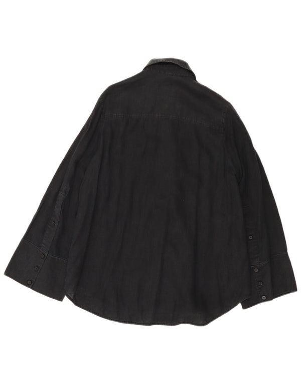 Cos Womens Oversized Shirt EU 32 2XS Black Linen