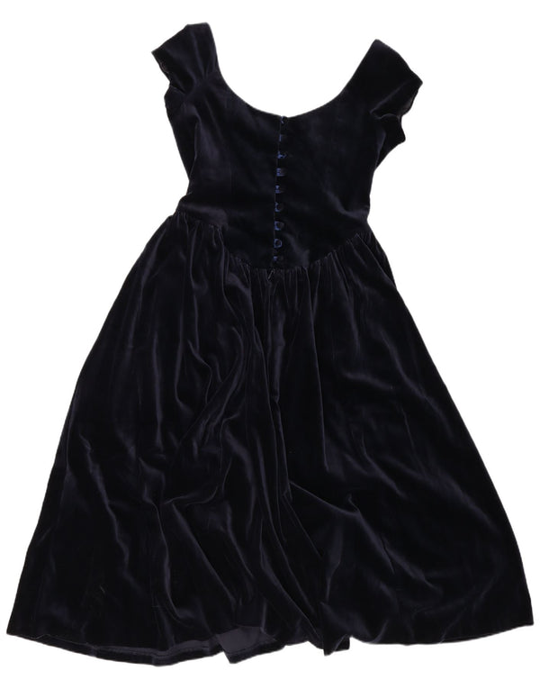 Abito da principessa in velluto da donna Laura Ashley UK 14 Grande cotone blu navy