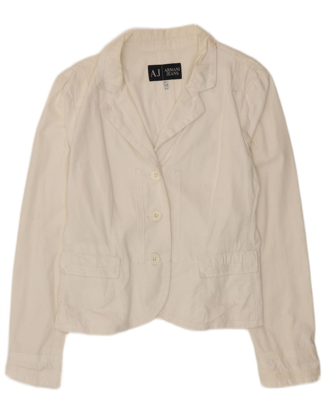 Giacca blazer da donna a 3 bottoni Armani Jeans UK 18 XL cotone bianco