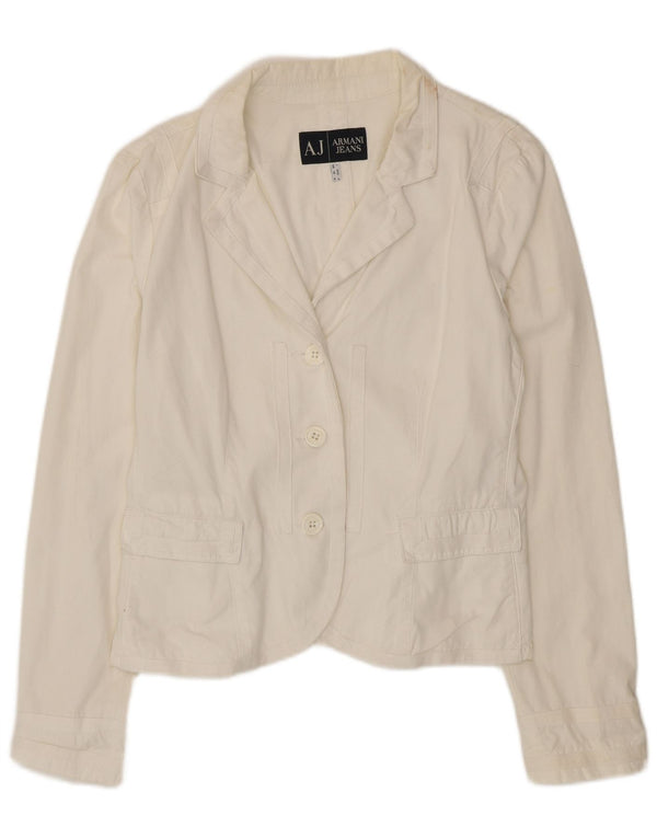Giacca blazer da donna a 3 bottoni Armani Jeans UK 18 XL cotone bianco