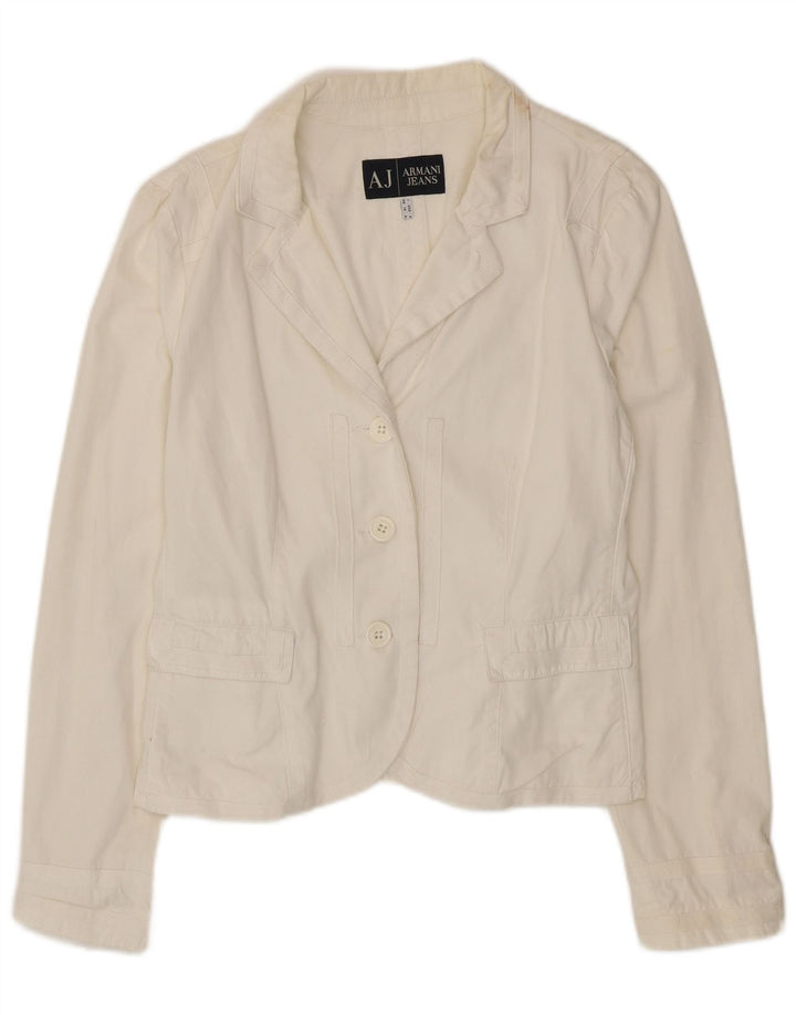 Giacca blazer da donna a 3 bottoni Armani Jeans UK 18 XL cotone bianco