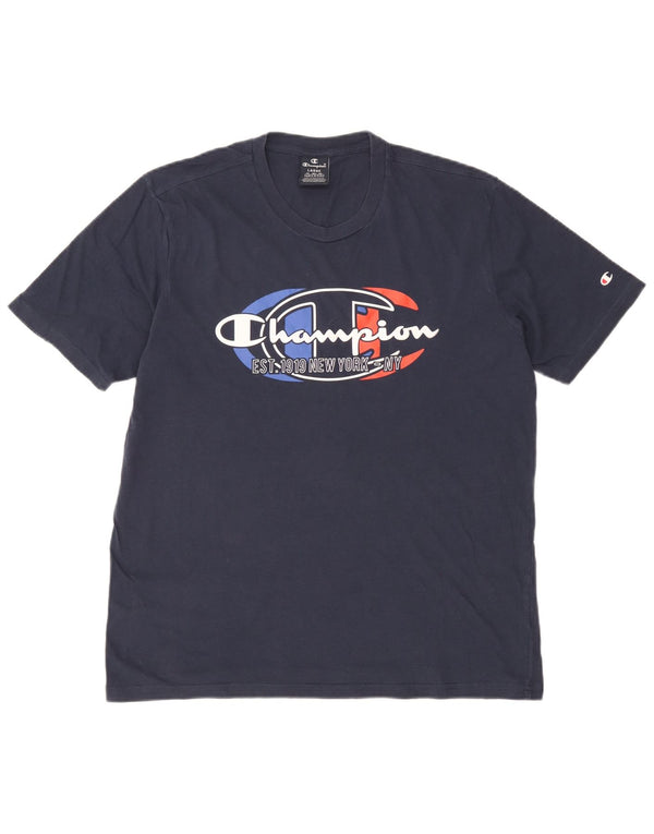T-shirt grafica da uomo Champion Top grande blu navy