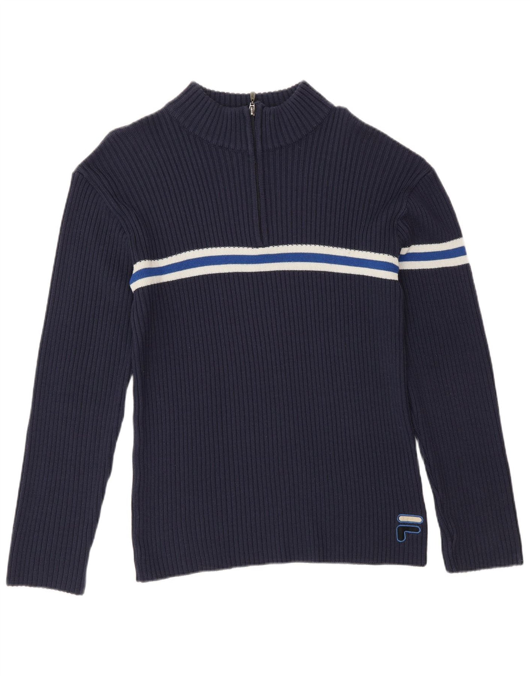 Maglione Fila da uomo con zip e collo IT 50 medio a righe blu navy