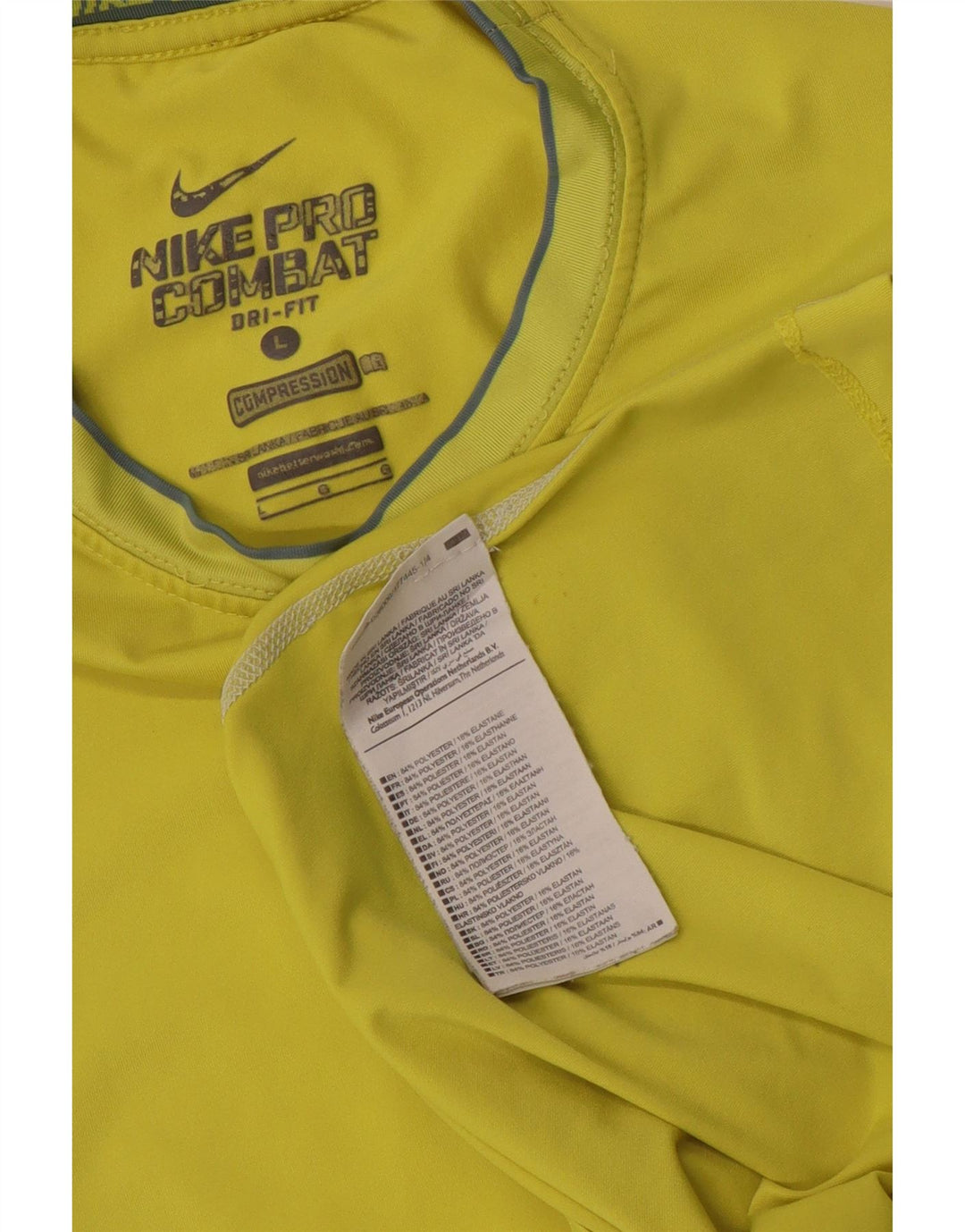 Nike Uomo Dri Fit T-shirt Top Large Giallo Poliestere Sport