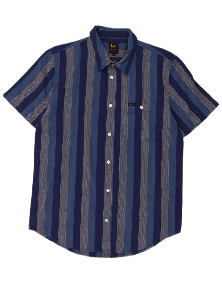 Camicia Lee da uomo a maniche corte, vestibilità regolare, in cotone a righe blu medio