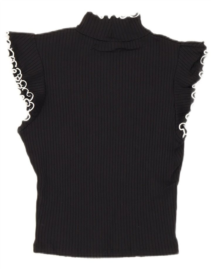 Top corto da donna Zara in camicetta UK 8 Small nero in poliammide
