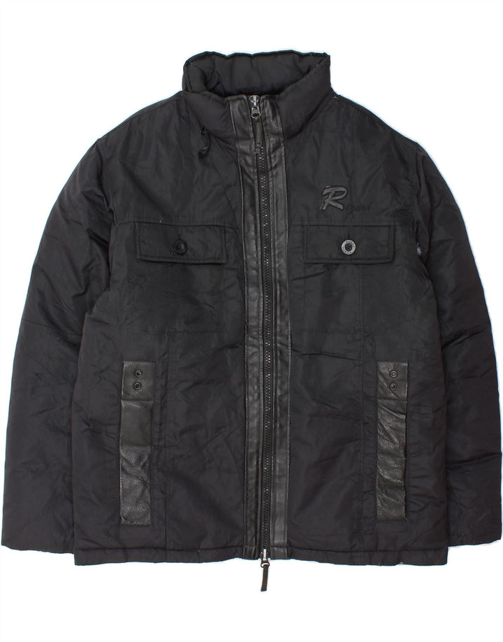 VINTAGE Mens Padded Jacket UK 40 Large Black Nylon Vintage Vintage and Second-Hand Vintage from Messina Hembry 