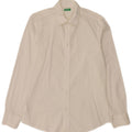 Camicia da uomo Benetton in cotone bianco sporco medio