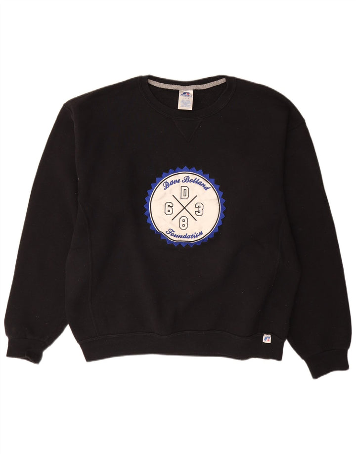 RUSSELL ATHLETIC Felpa grafica da uomo Maglione grande cotone nero