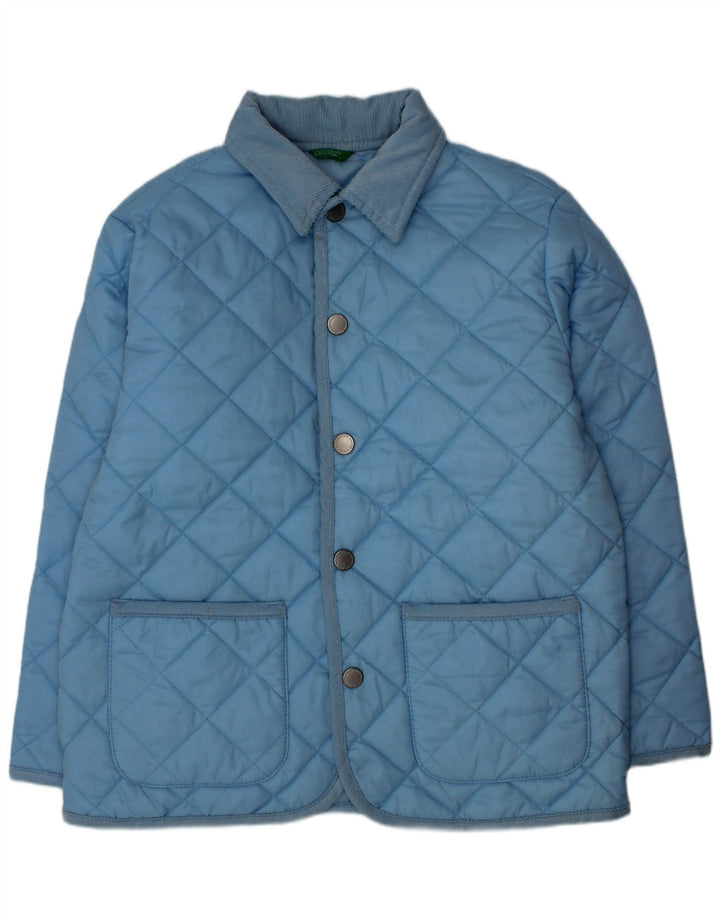 Giubbotto Trapuntato Bambino Benetton 7-8 Anni Nylon Blu Medio