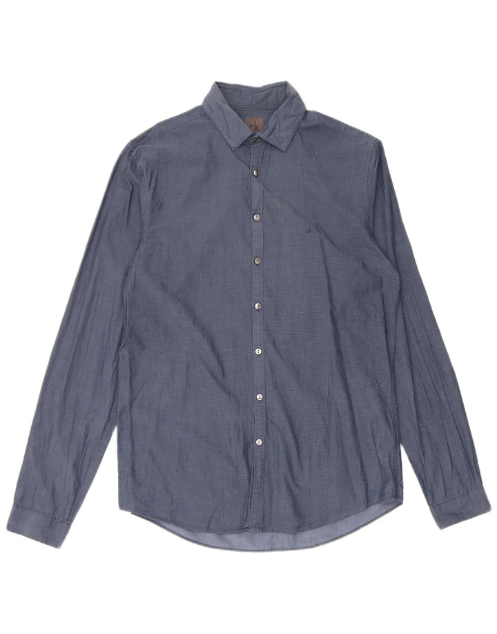 CALVIN KLEIN Camicia slim fit da uomo taglia 40 media cotone blu navy