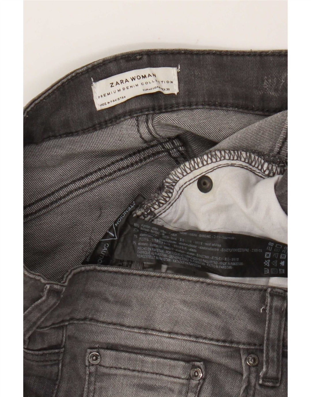 Jeans corti da donna Zara EU 40 medio W30 L25 cotone grigio