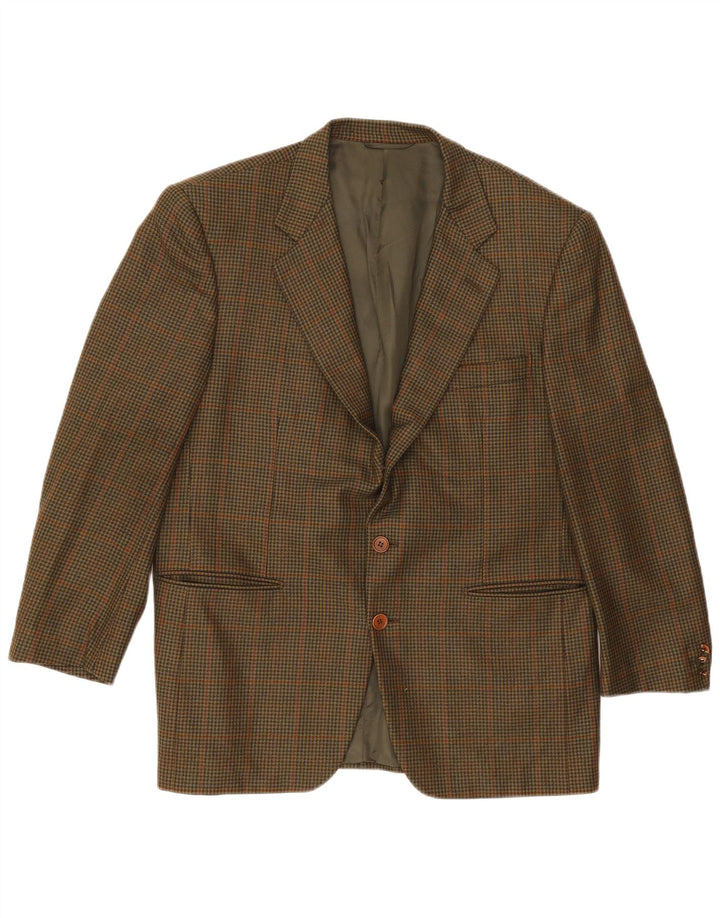 Giacca blazer da uomo vestibilità regolare Galtrucco IT 50 grande pied de poule kaki