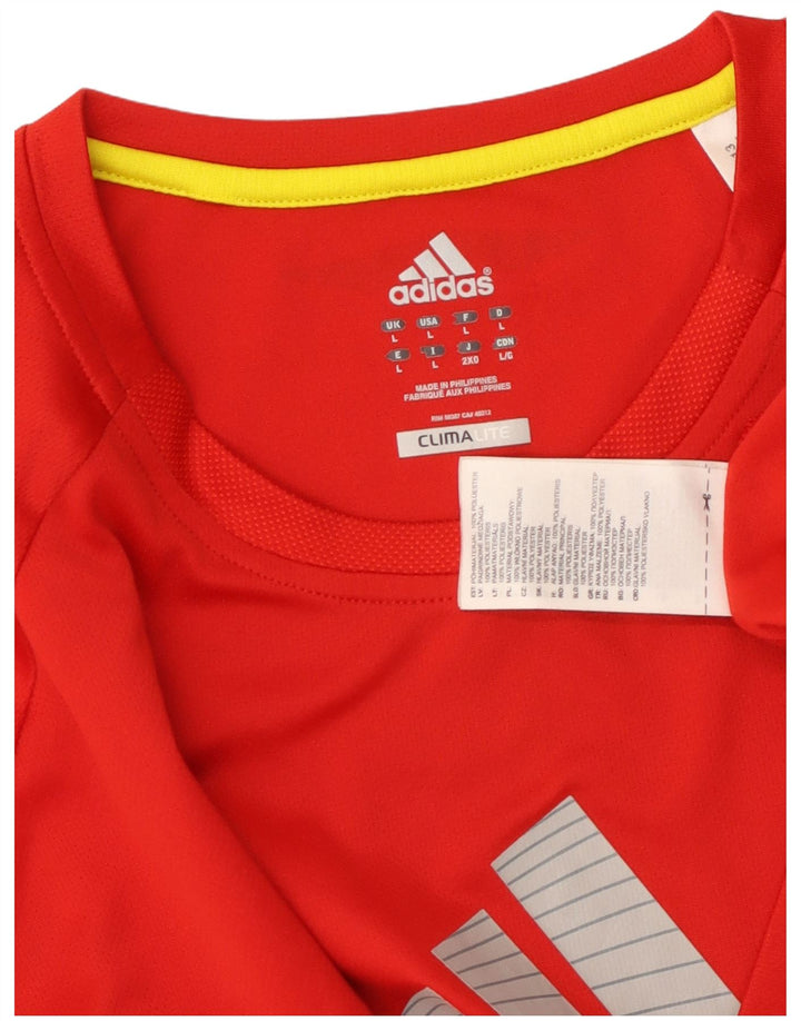 T-shirt grafica ADIDAS da uomo Climalite, grande, in poliestere rosso